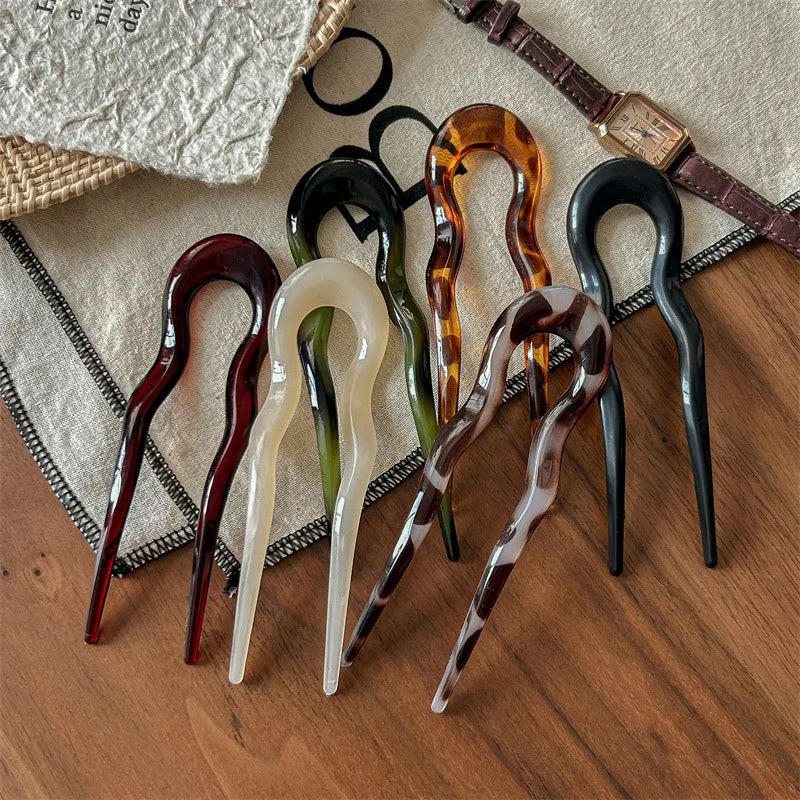 U-Shaped Tortoiseshell Hair Fork