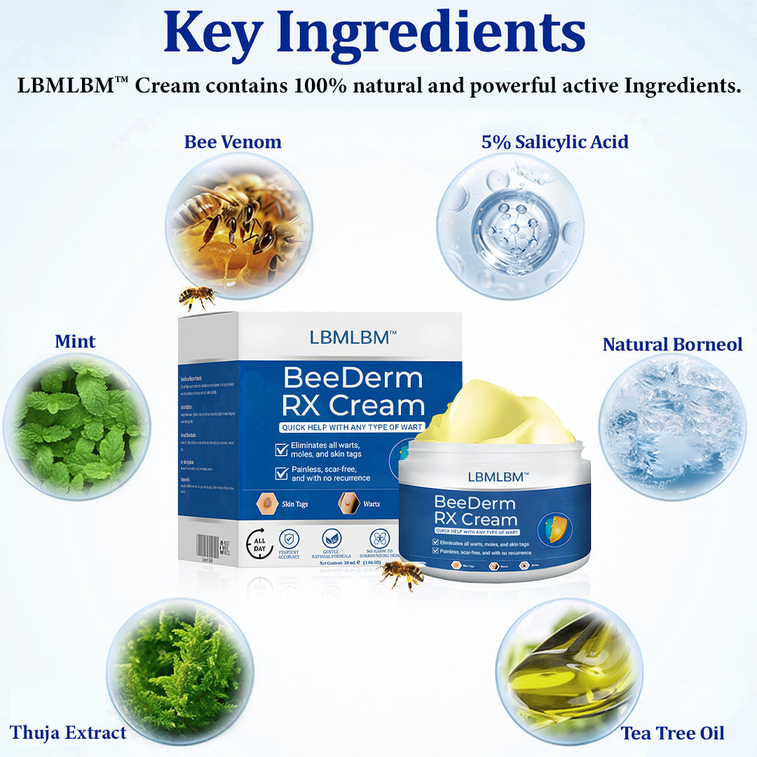👩‍⚕️LBMLBM™ BeeDerm RX Cream, Painless, easy and gentle fix for warts, skin tags, lumps, infections, cysts and scars