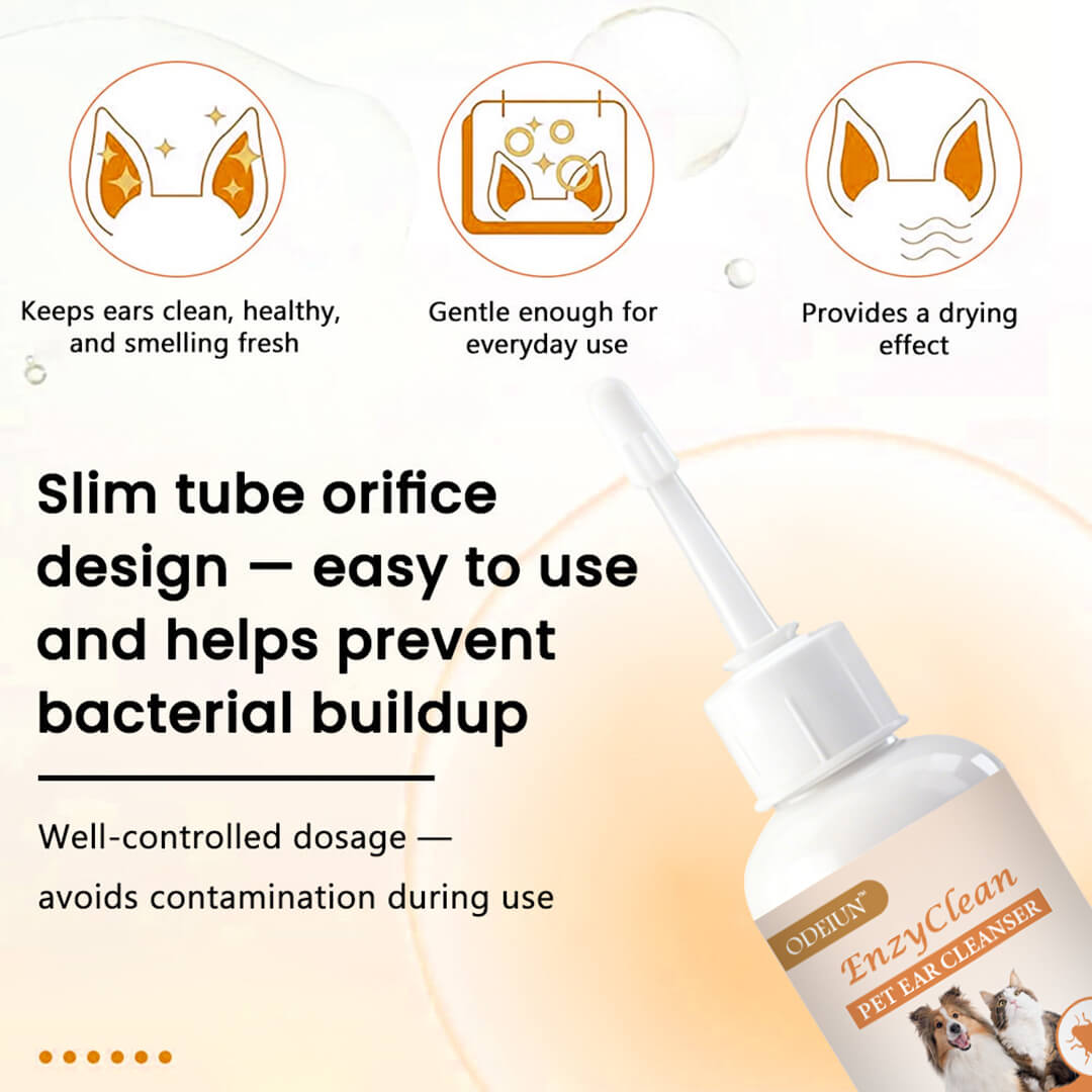 ODEIUN™ EnzyClean Pet Ear Cleaner 🐶🐱 Enzymatic Ear Care for Fast Itch and Odor Relief