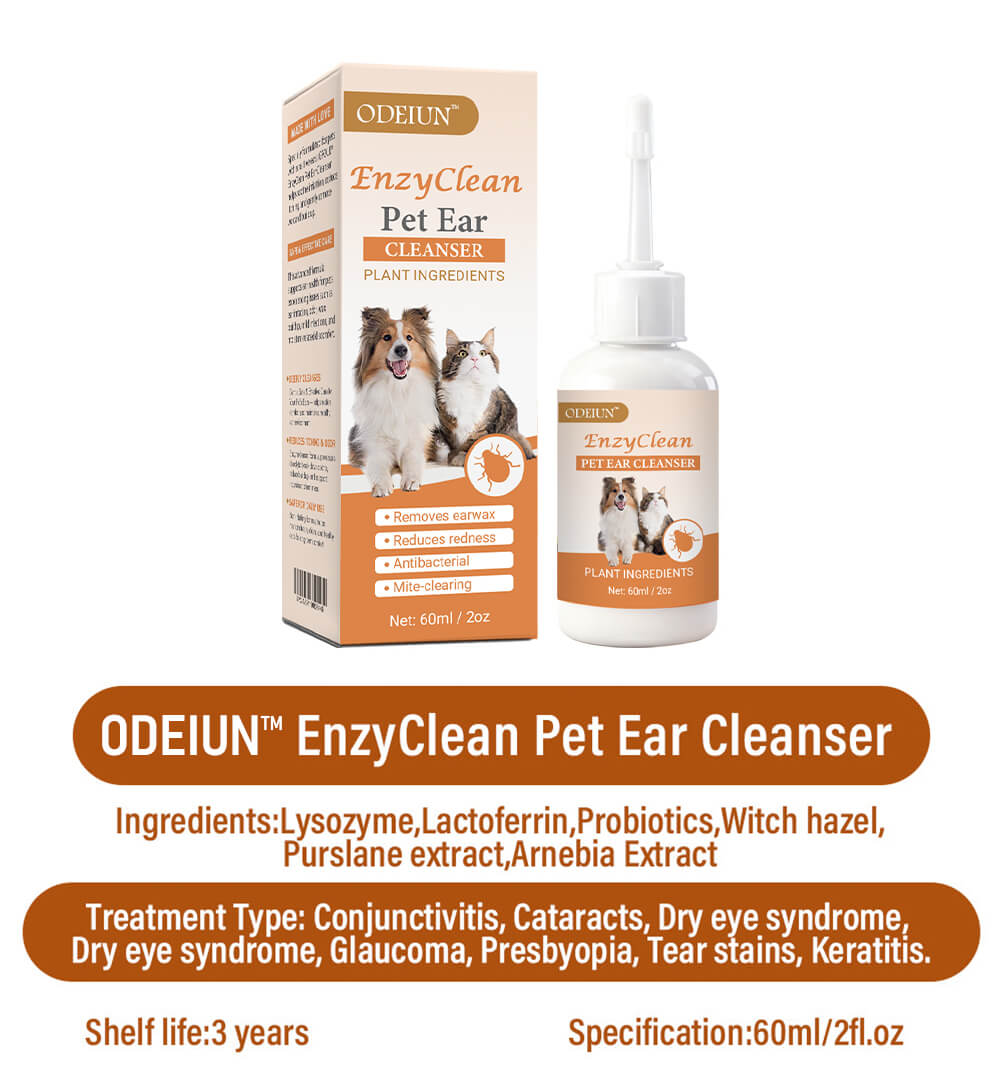 ODEIUN™ EnzyClean Pet Ear Cleaner 🐶🐱 Enzymatic Ear Care for Fast Itch and Odor Relief