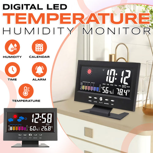 🔥Digital LED Temperature Humidity Monitor Weather Forecast LED Table Alarm Clock