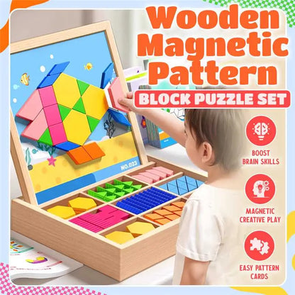 Montessori Magnetic Pattern Blocks - STEM Logic & Brain Teaser Puzzle (Travel Friendly) 🧩