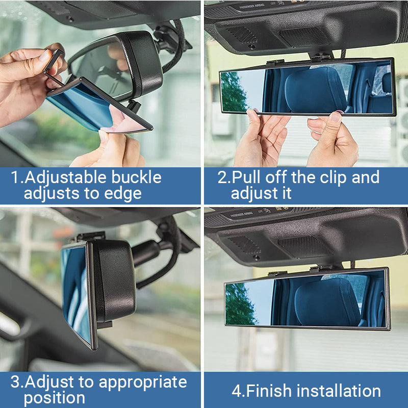 🚗👁️ Wide Curved Car Rearview Mirror – Universal Fit, Easy Install & Expanded Vision for Safer Driving