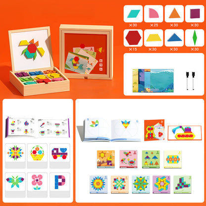 Montessori Magnetic Pattern Blocks - STEM Logic & Brain Teaser Puzzle (Travel Friendly) 🧩